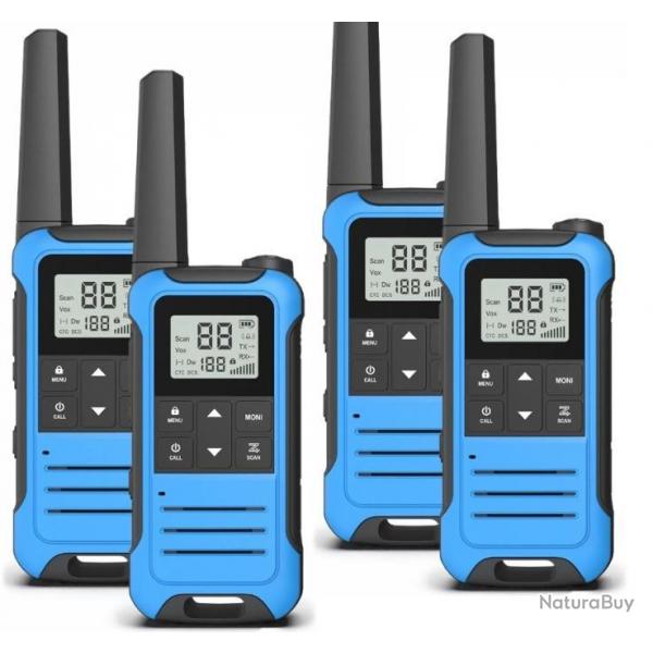 Lot de 4 Talkies-walkies Baofeng F22 PMR446 (Bleu) - LIVRAISON GRATUITE