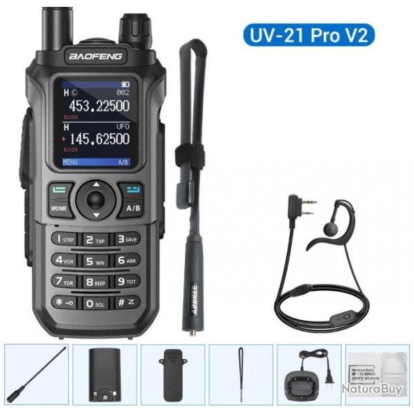 Talkie-walkie Baofeng UV-21 PRO V2 + Ecouteur et Antenne pliante - LIVRAISON GRATUITE