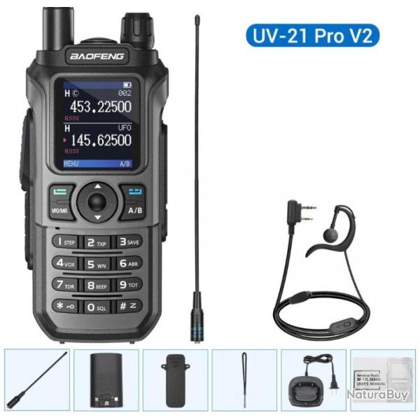 Talkie-walkie Baofeng UV-21 PRO V2 + Ecouteur et Antenne longue - LIVRAISON GRATUITE