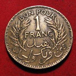 Tunisie piece de 1 franc (bon pour 1 franc 1945)