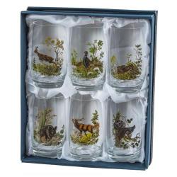 Coffret 6 verres aux motifs de gibiers