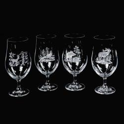 Coffret 4 verres à bière motif gibier