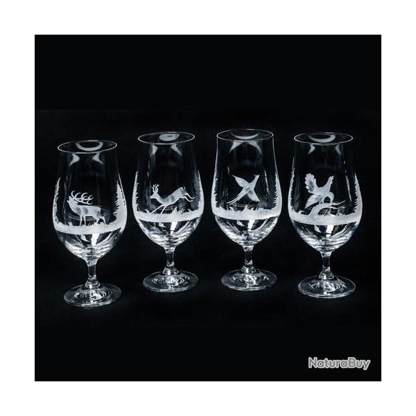 Coffret 4 verres  bire gravs main