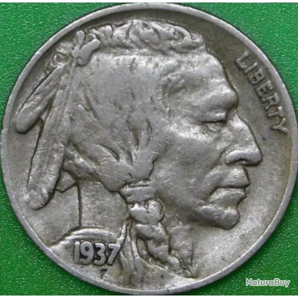 INDIEN et BISON D'Amrique BUFFALO NICKEL pice 5 cents Amricain1937 intacte trs balle dfinition