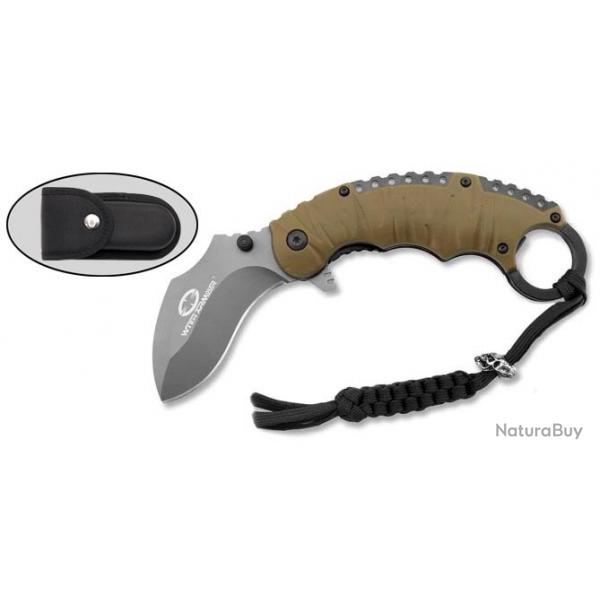 WAR005TN Karambit WithArmour Eagle Claw Tan Lame Acier 440C Etui Nylon