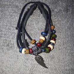 Chasse Pêcheur Nature Aventure Bracelet de BIKER Rares faits main artisanat folk ART cuir et perles
