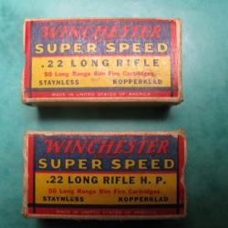 Lot de 2 boites de cartouches 22 LR Winchester Super Speed HP