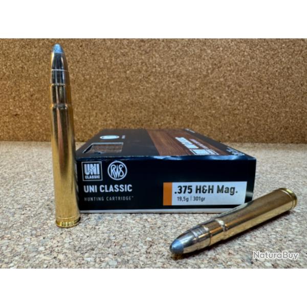 1 BOITE DE MUNITIONS CHASSE RWS CAL:375 H&H UNI CLASSIC 19.5 GR