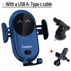 Support de Téléphone de Voiture Qi Chargeur Sans Fil Capteur Infrarouge Bleu