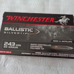 UNE BOITE NEUVE DE MARQUE WINSCHESTER EN CALIBRE 243   BALLISTIC SILVER TIP 95 GRAINS