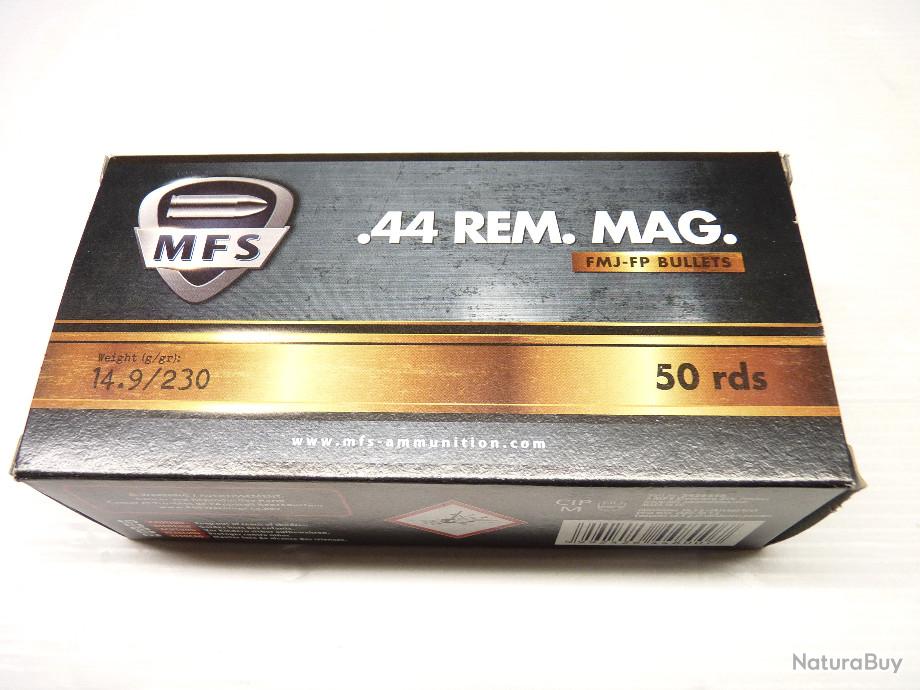 BOITE DE 50 MUNITIONS MFS - CAL.44 REM MAG - 14.9G / 230 GRAINS FMJ ...
