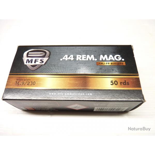 BOITE DE 50 MUNITIONS MFS- CALIBRE 44 REM MAG - 14.9G / 230 GRAINS FMJ