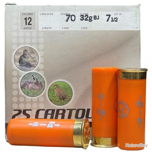 Munition TUNET DETENTE cal 12/70 32g bourre a jupe par 25