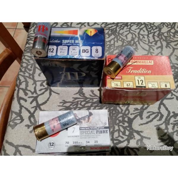 lot de 52 munitions bourre grasse calibre 12