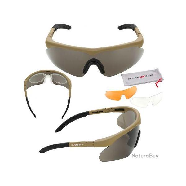 Lunettes "Raptor" Kit w/ 3 verres (SwissEye) Dsert Transparent / Orange / Fum