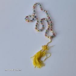Rare, Collier Vintage Chinois Reversé Verre Peint Mini Portrait Bouddha de Prière, signé