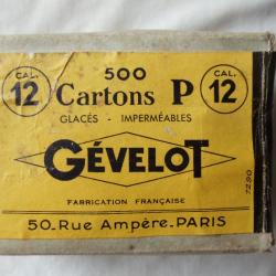 1 Boîte ancienne de 500 cartons glacés GEVELOT en calibre 12.