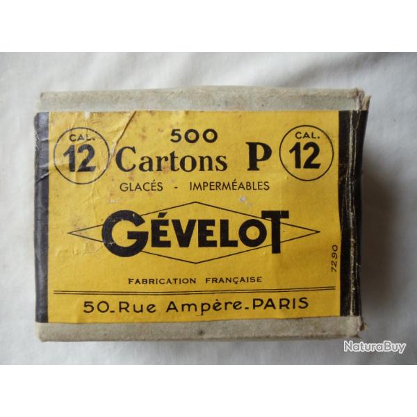 1 Bote ancienne de 500 cartons glacs GEVELOT en calibre 12.