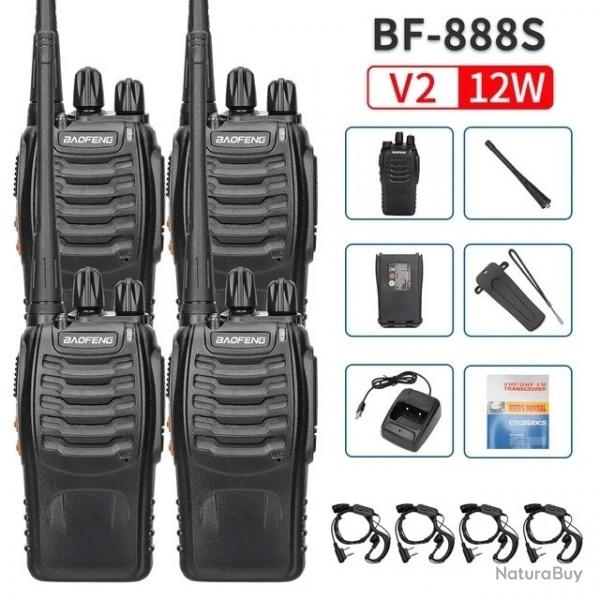 Lot de 4 Talkies-walkies Baofeng BF-888S (Ecouteurs x4) - LIVRAISON GRATUITE