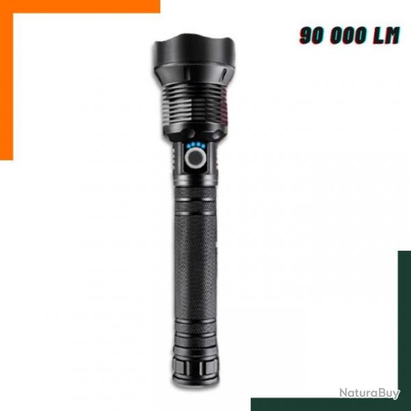 Lampe torche LED Ultra puissante 90 000 LM, 3 modes, tanche IPX5, batterie lithium-ion, 3 modes