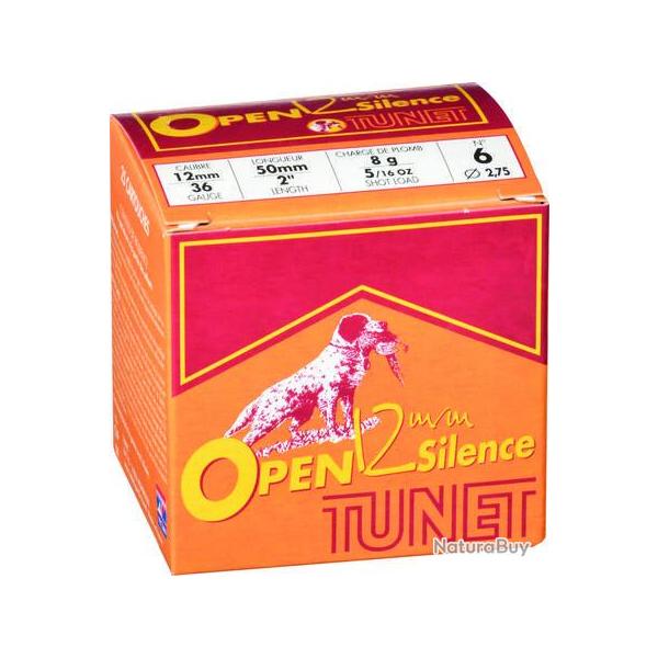 TUNET Cartouches de chasse OPEN 12 mm Silence - par boite de 25  36  / 50  8g