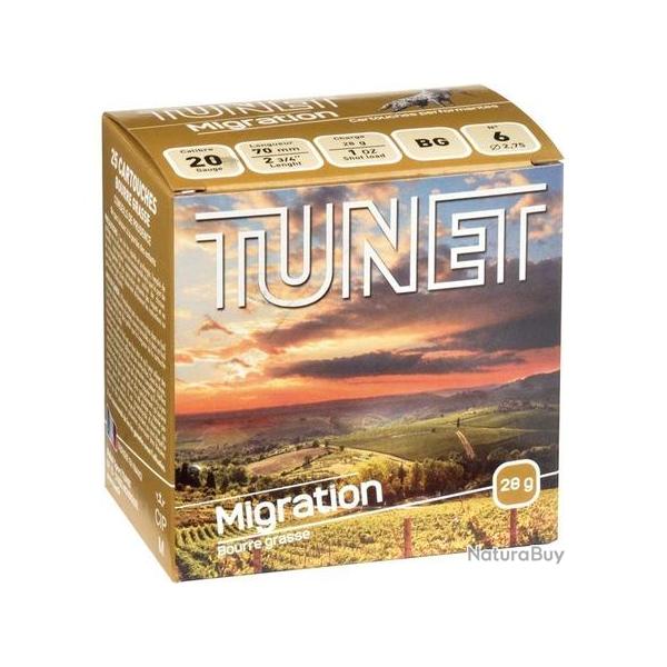 TUNET Cartouches de chasse MIGRATION - par boite de 25  20  / 70  28g