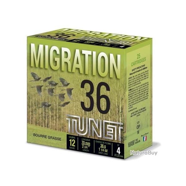 TUNET Cartouches de chasse MIGRATION 36 - par boite de 25  12  / 70  36g