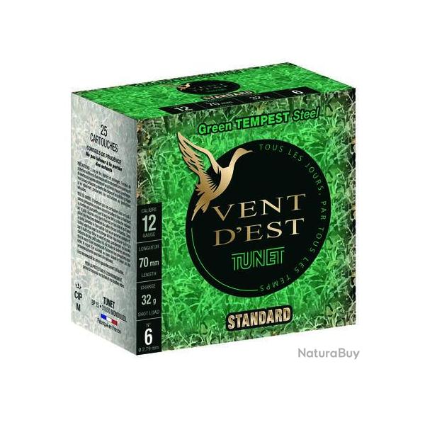 TUNET Cartouches de chasse GREEN TEMPEST STD - par boite de 25  12  / 70  32g