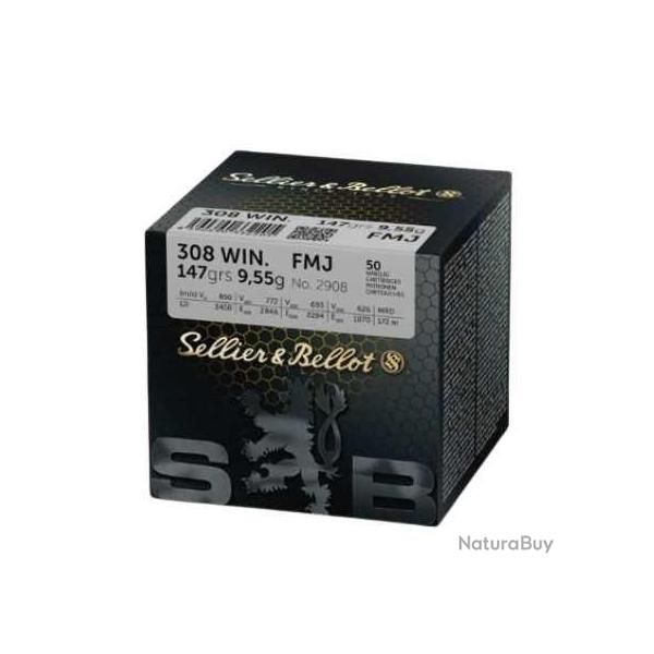 SELLIER BELLOT Balles de chasse Fmj - par boite de 50  308 WINCHESTER   147Gr