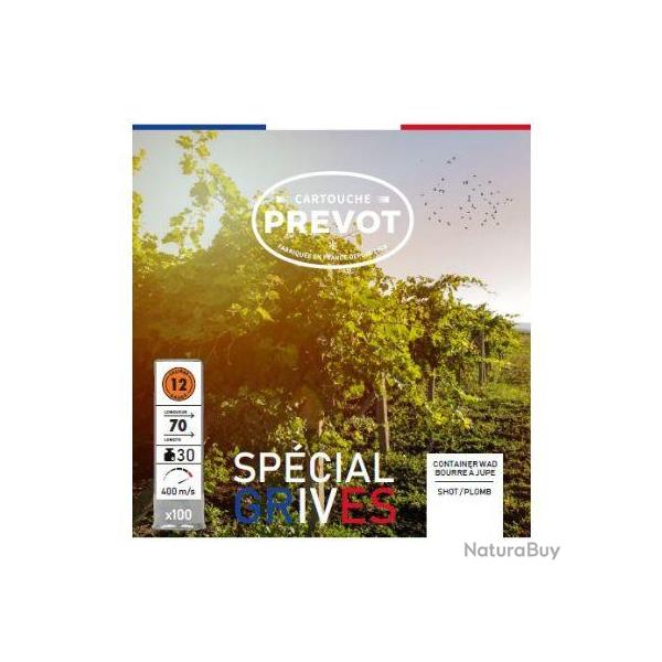 PREVOT Cartouches de chasse Spcial grive - par boite de 100  20  / 70  26g - 7.5