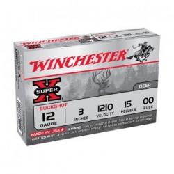 WINCHESTER Cartouches de chasse Buckshot super x chevrotines usa - par boite de 5  12  / 76  15 Grai