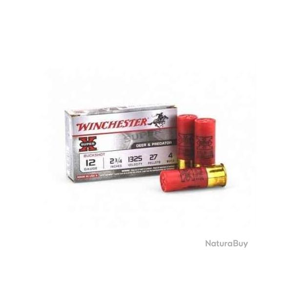 WINCHESTER Cartouches de chasse Buckshot super x chevrotines usa - par boite de 5  12  / 70  9 Grain