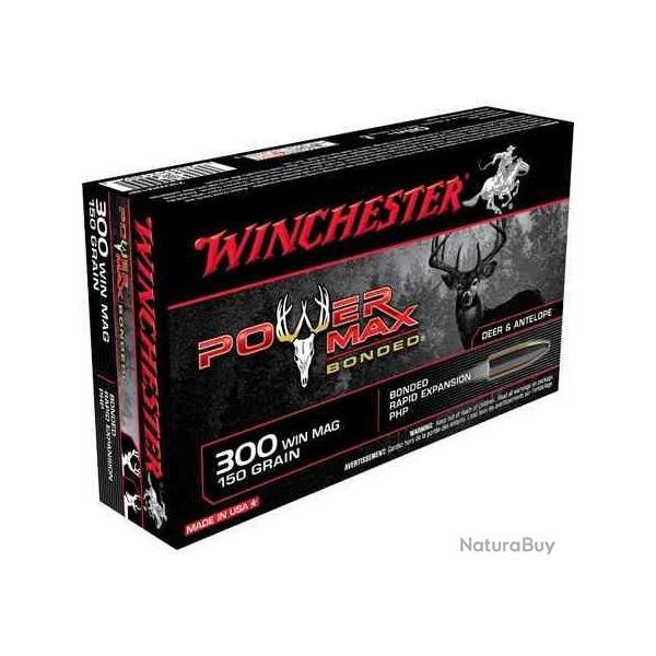 WINCHESTER Balles de chasse Power max bonded - par boite de 20  300 WINCHESTER MAGNUM   150Gr