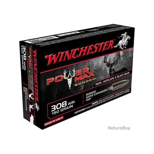 WINCHESTER Balles de chasse Power max bonded - par boite de 20  308 WINCHESTER   180Gr