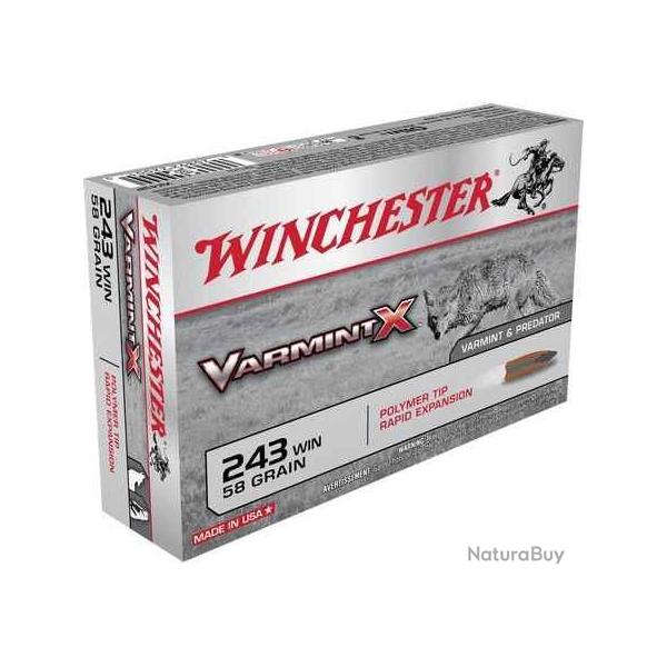 WINCHESTER Balles de chasse Varmint x - par boite de 20  243 WINCHESTER   55Gr