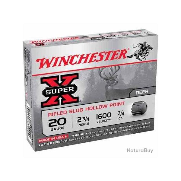 WINCHESTER Cartouches de chasse Slug - par boite de 5  20  / 70  21g