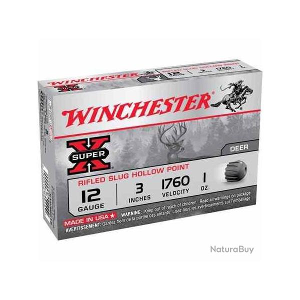 WINCHESTER Cartouches de chasse Slug - par boite de 5  12  / 76  28g