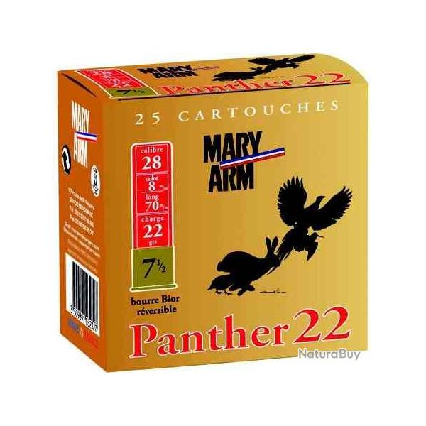 MARY ARM Cartouches de chasse Panther 22 - par boite de 25  28  / 70  22g - 7.5