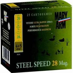 MARY ARM Cartouches de chasse Steel speed 28 mag - par boite de 25  20  / 76  28g