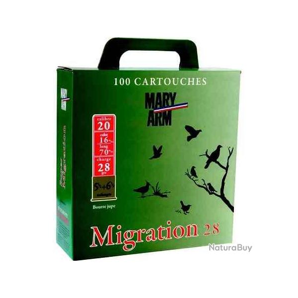 MARY ARM Cartouches de chasse Pack migration 28 - par boite de 100  20  / 70  28g - 7,5 + 8,5