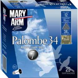 MARY ARM Cartouches de chasse Palombe - par boite de 25  12  / 70  34g - 7