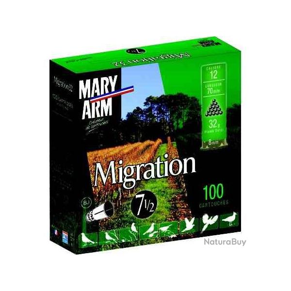 MARY ARM Cartouches de chasse Pack migration 32 - par boite de 100  12  / 70  32g - 7.5