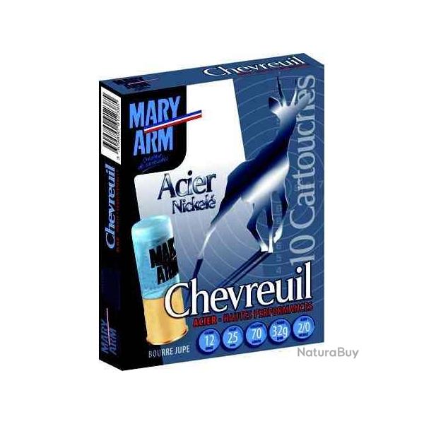 MARY ARM Cartouches de chasse Chevreuil acier nickele - par boite de 10  12  / 70  32g