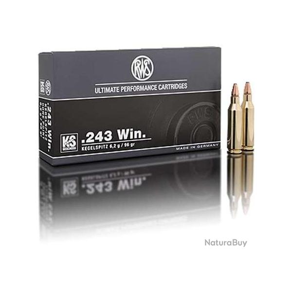 RWS Balles de chasse Ks conique - par boite de 20  243 WINCHESTER   96Gr