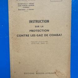 Instruction sur la protection contre les gaz de combat - 1960 - Editions berger-Levrault - TTA 602