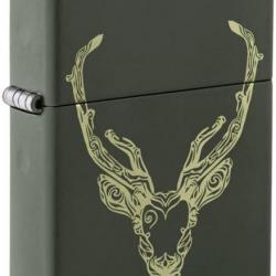 Briquet Zippo vert  « tête de cerf »