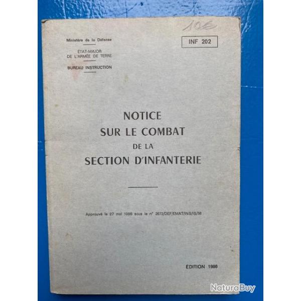 notice sur le combat de la section d'infanterie - ministre de la dfense - INF 202 - Edition 1986