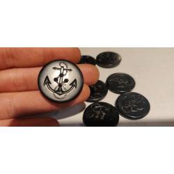 Boutons US NAVY en bakélite noire avec ancre de marine nautique x9