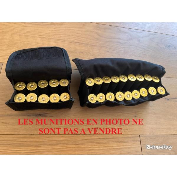 Pochettes de cartouche de fusil de chasse calibre 12 Poches molle pour ceinture couleur noir