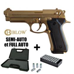 VENTE FLASH PISTOLET A BLANC BLOW F92 FULL AUTO - 9MM PAK Doré